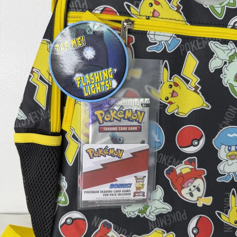 Pokemon Backpack Kids One Size Flashing Lights Patch TCG Card Pack Bioworld 2025